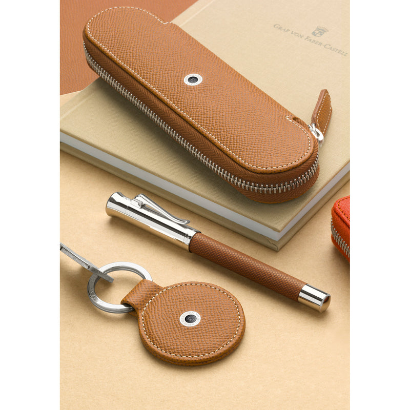Standard case for 2 pens with zipper Epsom, cognac  -  #FC118897