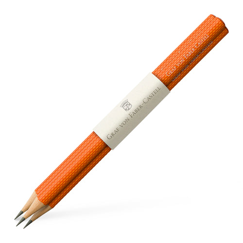 3 graphite pencils Guilloche, Burned Orange