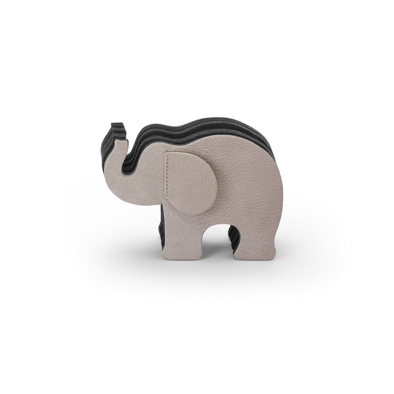 Pen holder leather elephant small, grey