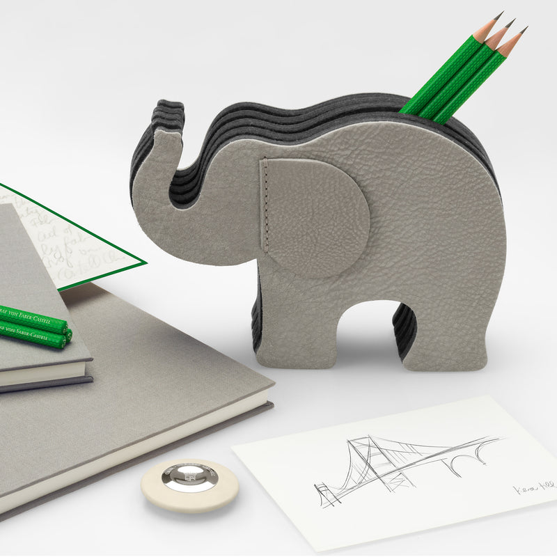 Graf von Faber-Castell Pen holder leather elephant medium, grey