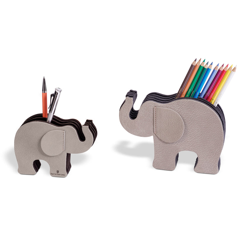 Pen holder leather elephant small, grey  -  #FC118725