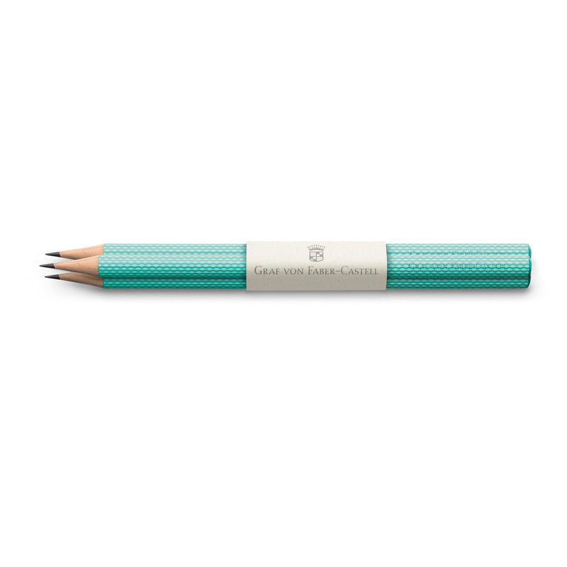 3 graphite pencils Guilloche, Turquoise - #118624