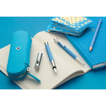 Standard case for 2 pens with zipper Epsom, Gulf Blue  -  #FC118674