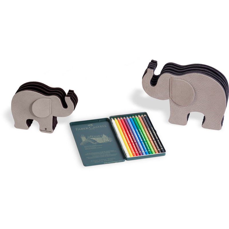 Pen holder leather elephant medium, grey  -  #FC118726